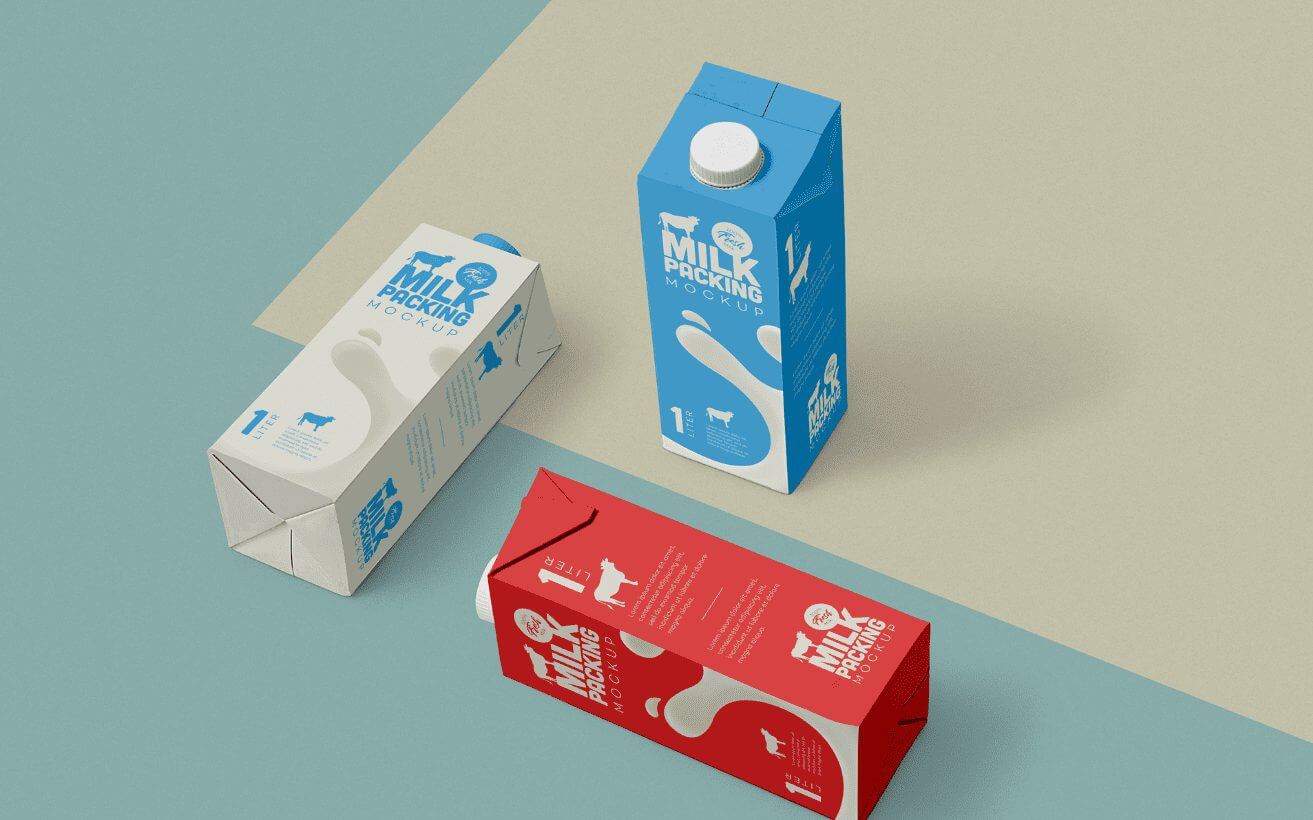 高端牛奶纸盒展示样机