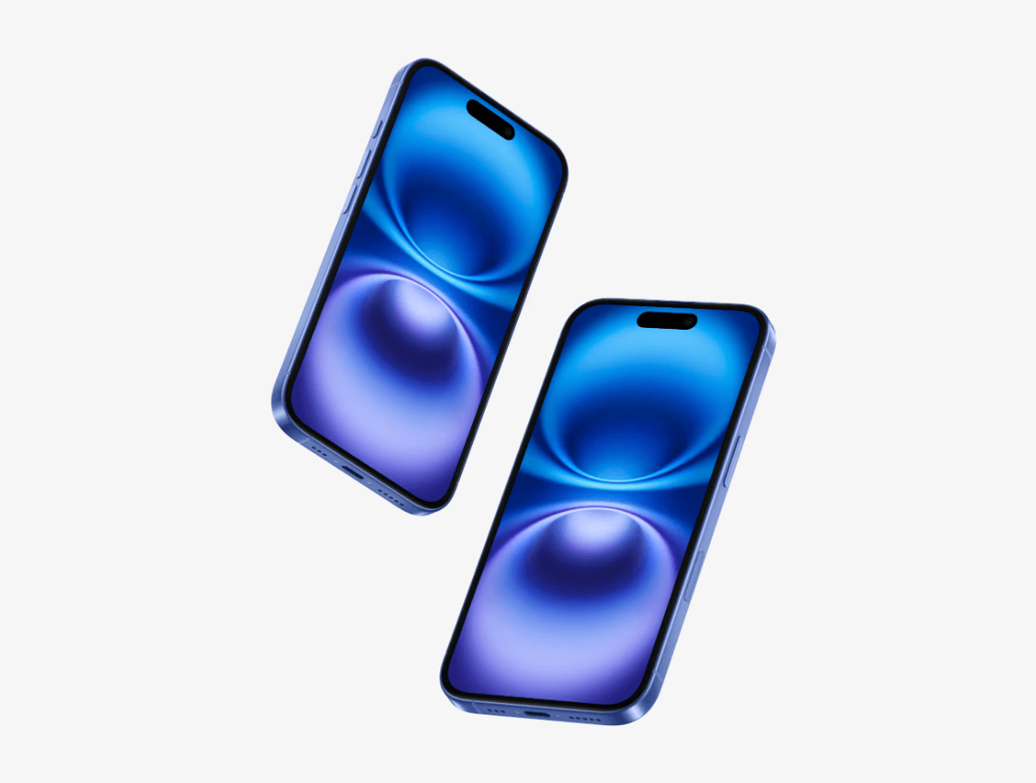 5款不同色彩的iPhone 16展示样机