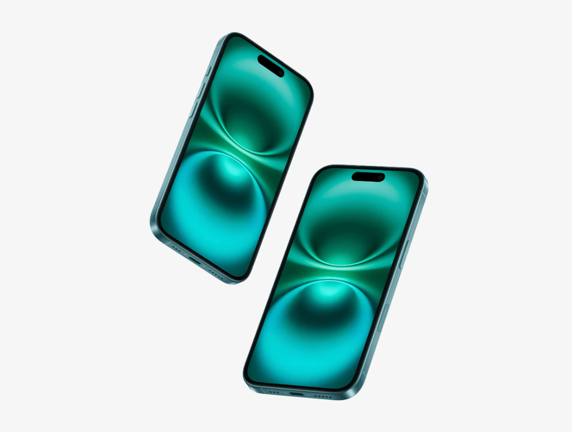 5款不同色彩的iPhone 16展示样机
