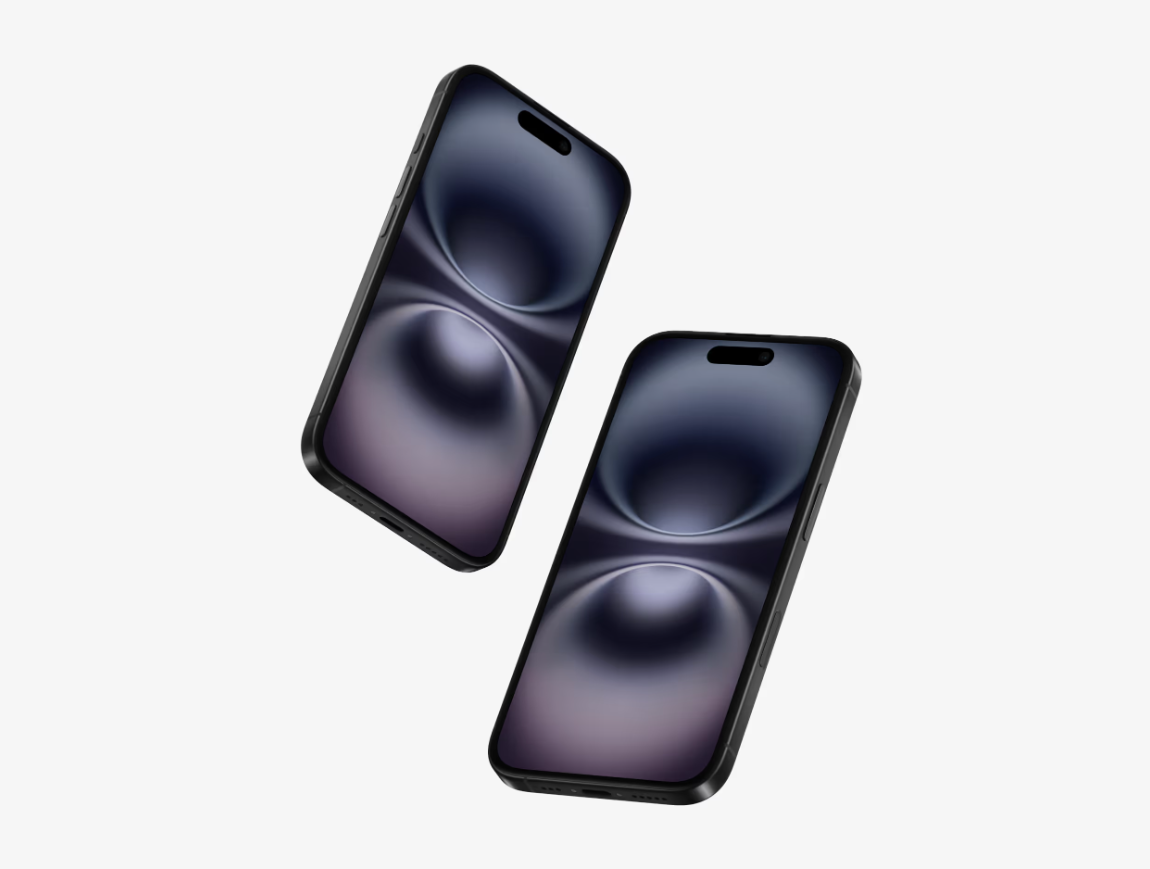 5款不同色彩的iPhone 16展示样机
