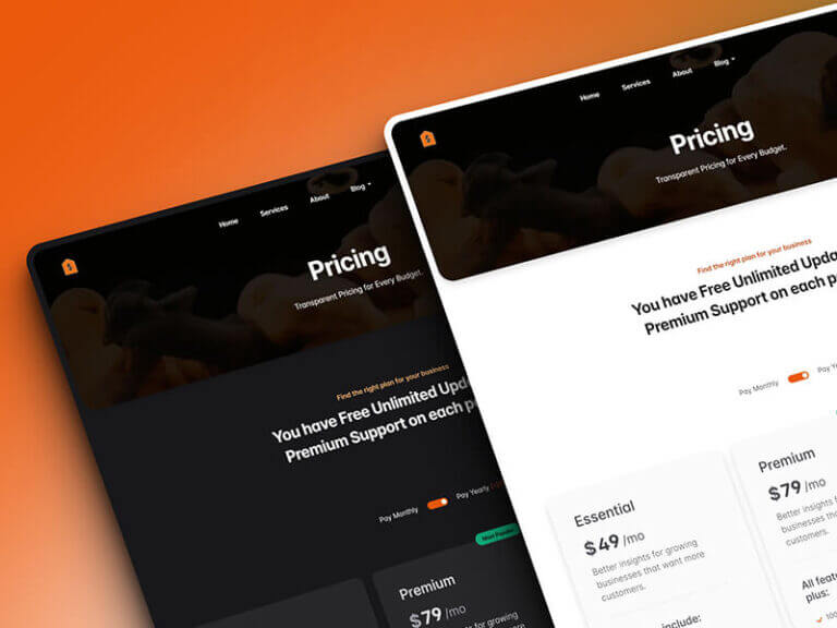 Pensio HTML 定价页面