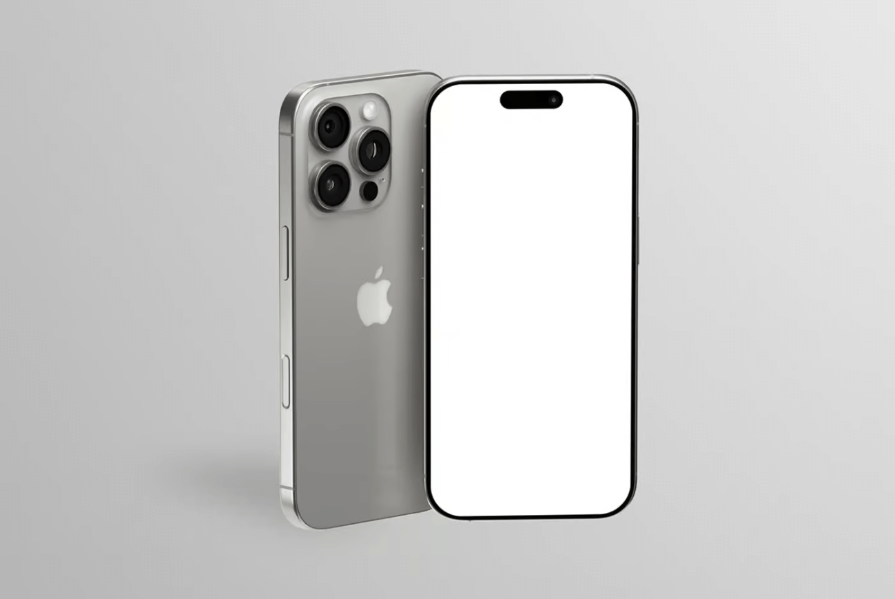 两款 iPhone 16 Pro 正面立式展示样机