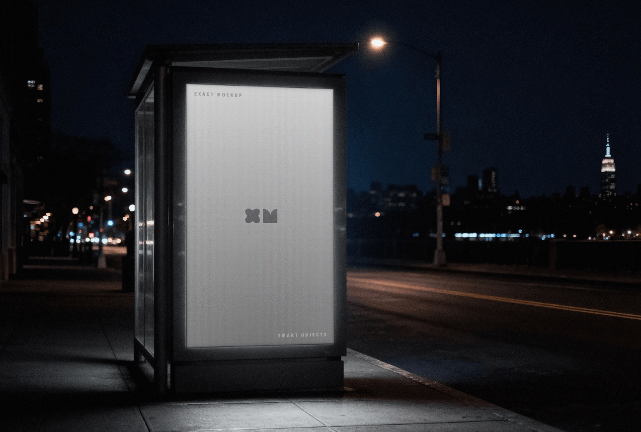 公交车站垂直屏幕展示样机